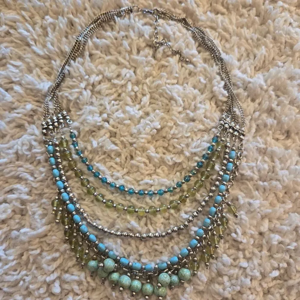NWOT 5 strand Mixed Bead Necklace Turquoise